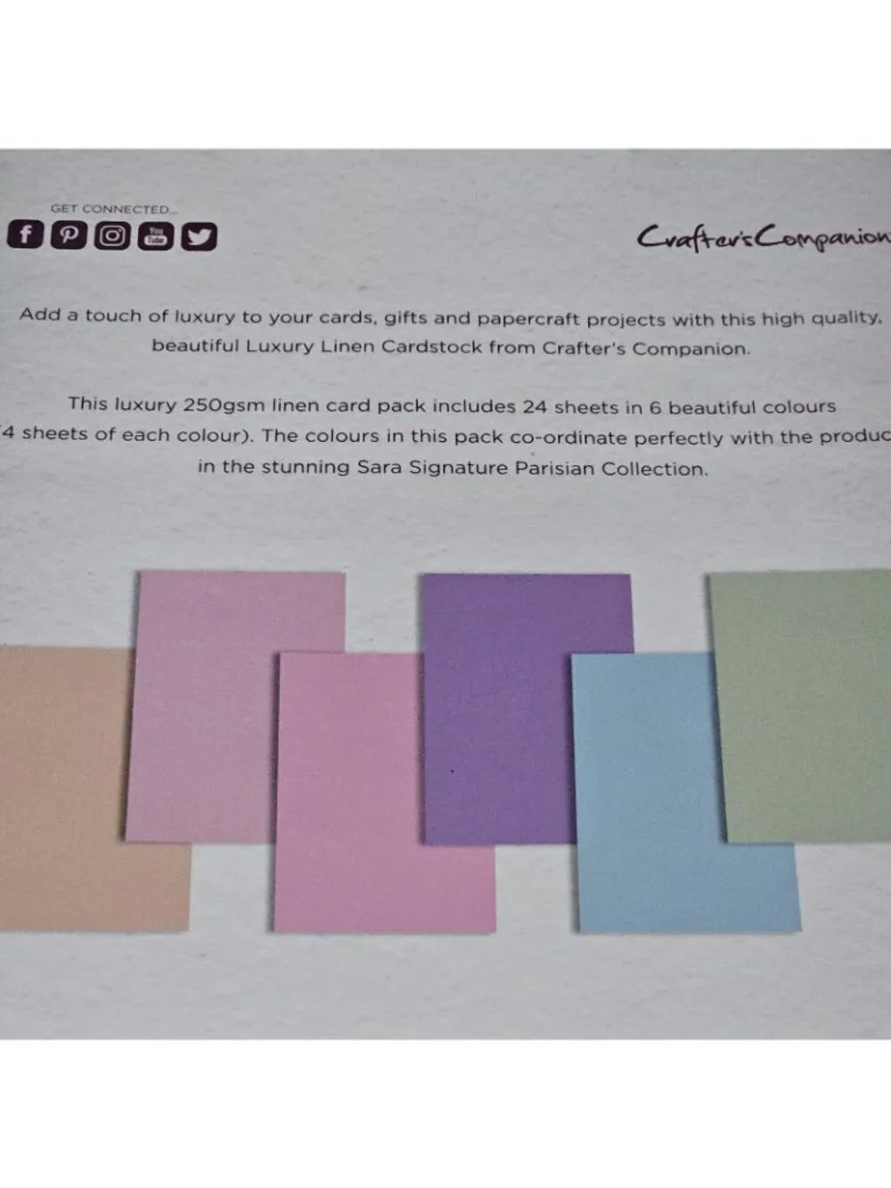 Crafters Companion Parisian Collection A4 Luxury Linen Card 24 Sheets 250GSM